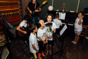 group of kids singing